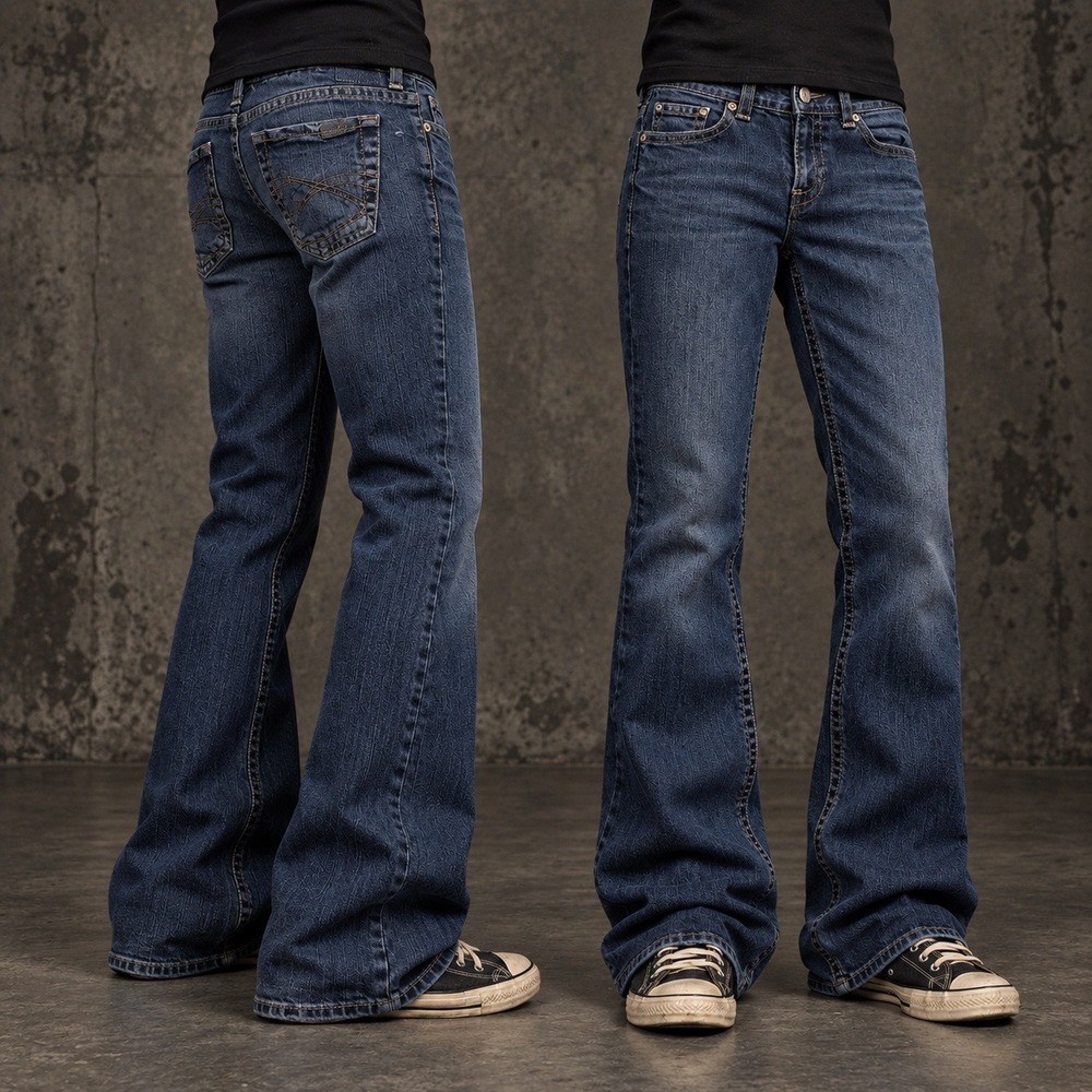 30x28 Women's Dark Blue Bootcut Flared Jeans Y2K Grunge